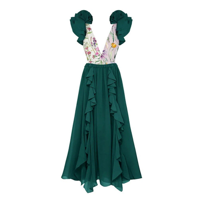 Elegant Badset för Kvinnor med Voluminösa Ryscher och Flödande Kappa
