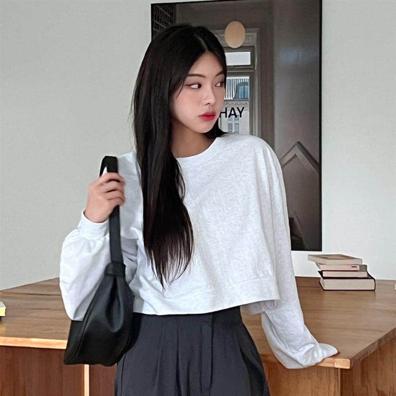 Feminin cropped Pullover med bløde ærmer