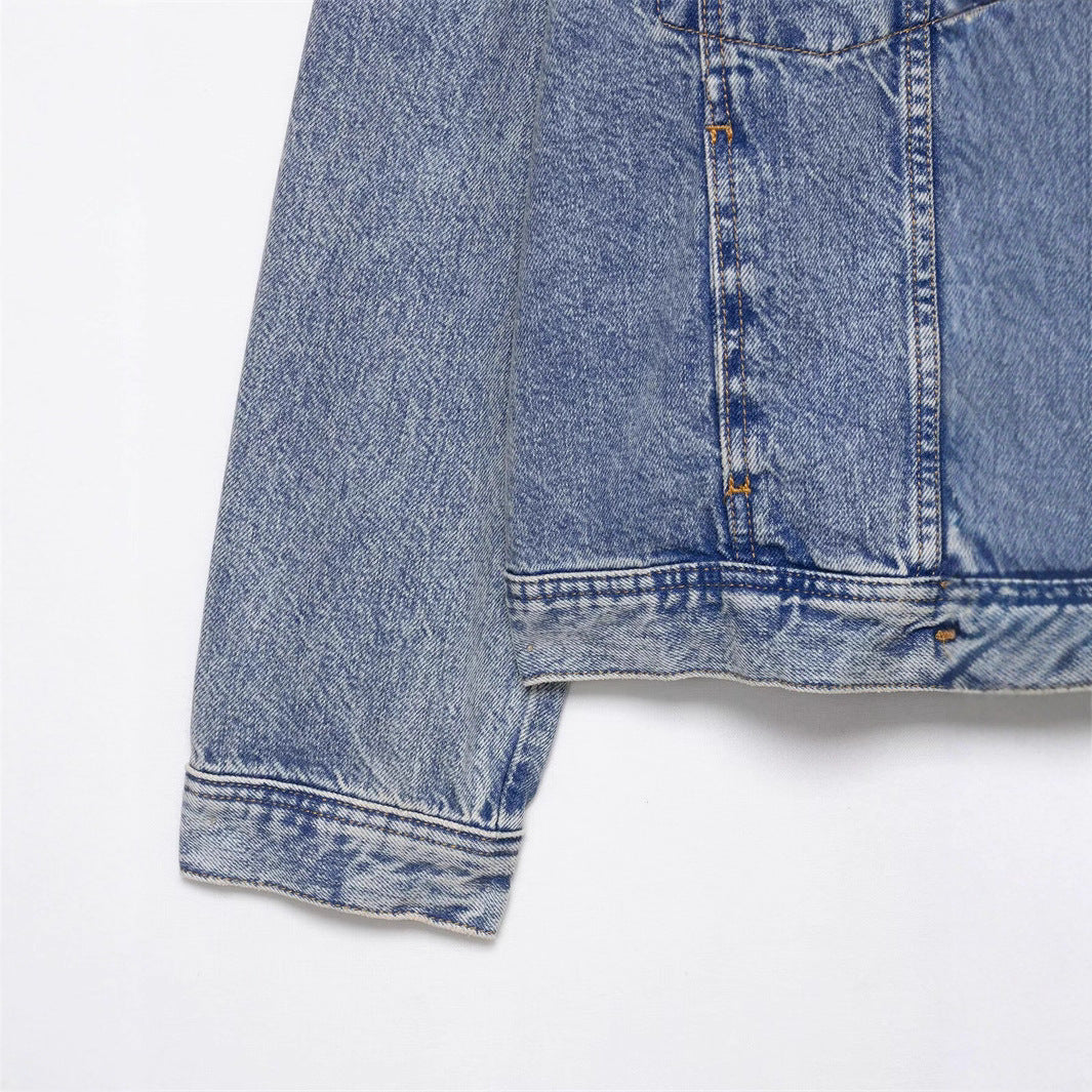 Elegant jeansjacka med asymmetrisk design för den moderna kvinnan