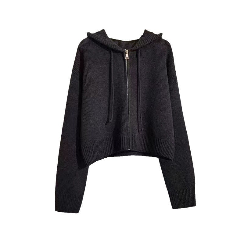 Korte Hoodie til kvinder med lynlås og hætte