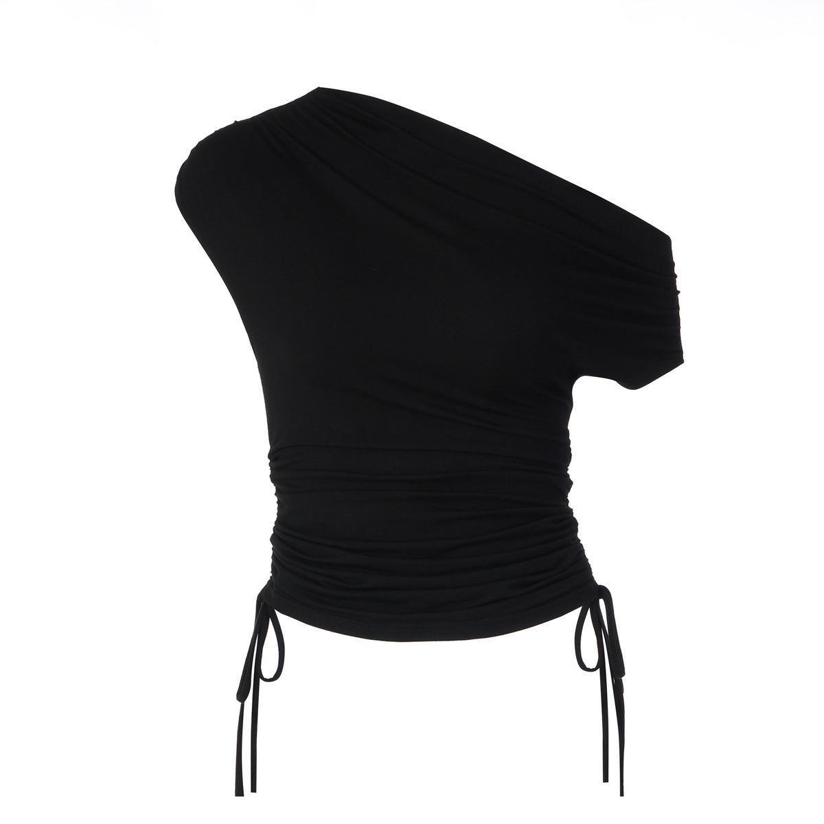 Asymmetrisk Blus med Rynkdetalj och Figursydd Passform