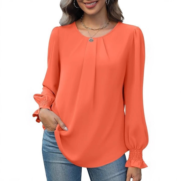 Denim Chic Bluse med Puffærmer
