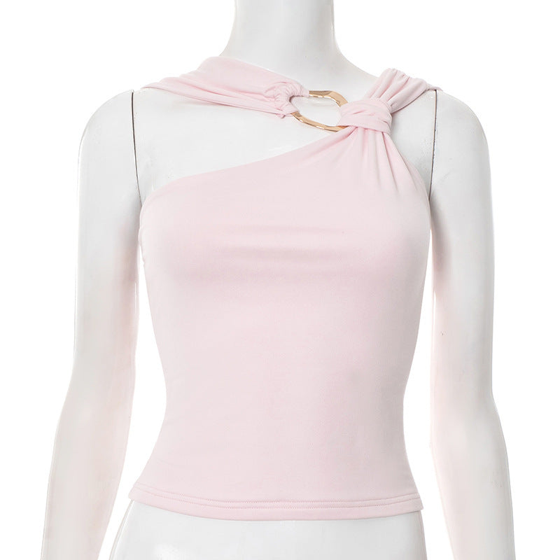 Asymmetrisk Top med Elegant Ringdetalj för Damer