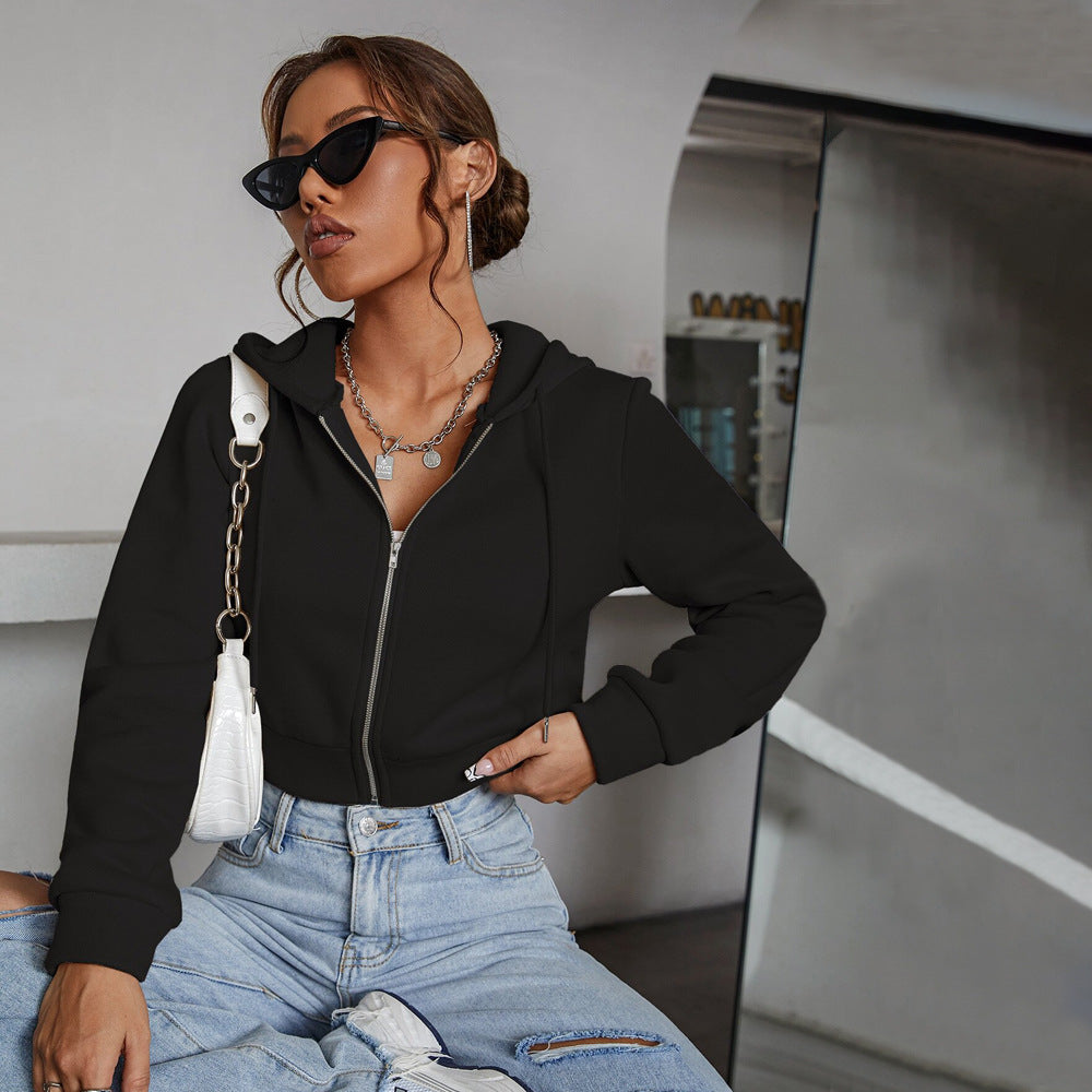 Chic croppad hoodiejacka för dam i modern design