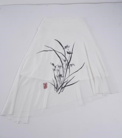 Asymmetrisk Maxikjol med Blommönster och Elastisk Midja