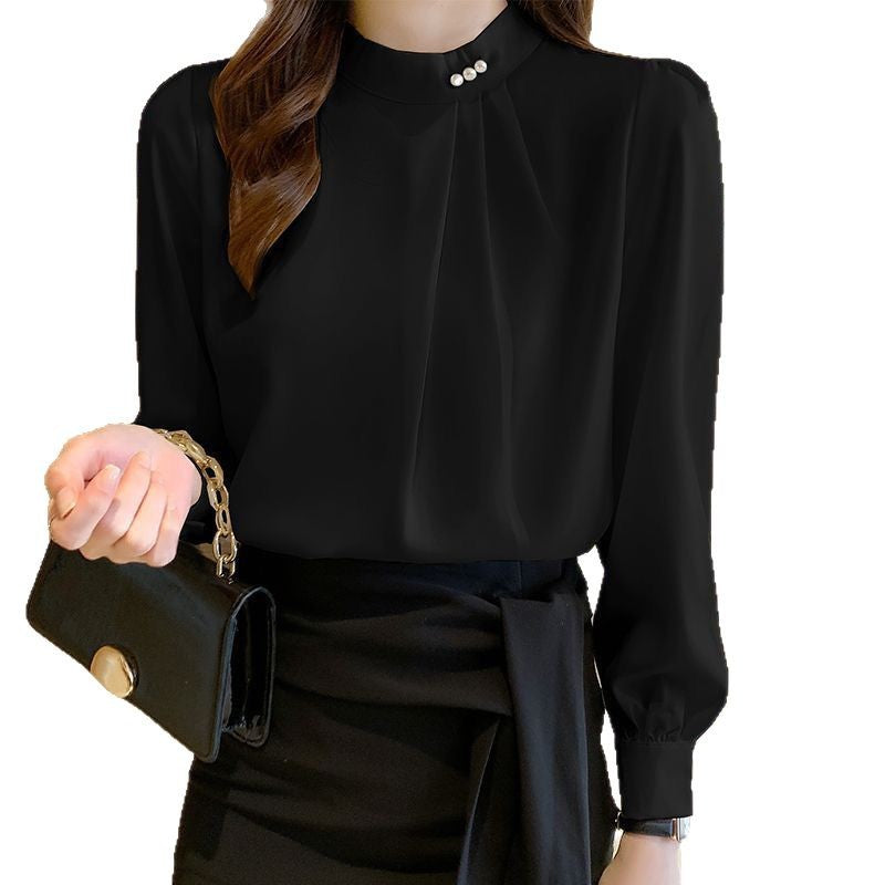 Feminine Bluse med Rynkedetaljer og Chic Krave