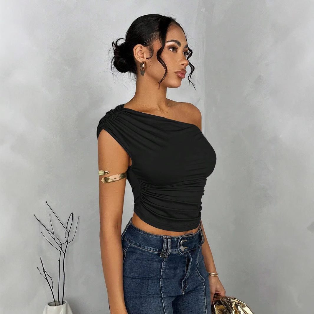 Asymmetrisk Crop-Top med Elegant Vågdesign
