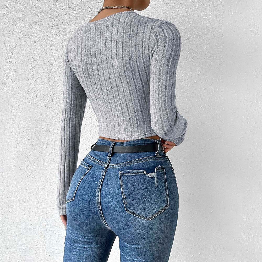 Elegant Cropped Top med Unikt Twist-Design til Dame