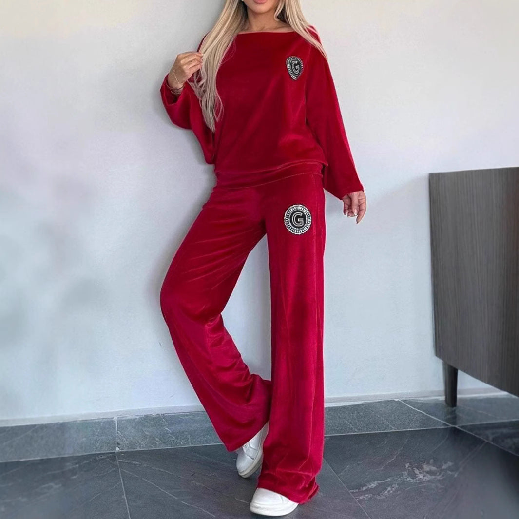 Elegant Loungewear-Sæt i Blødt Velour til Kvinder
