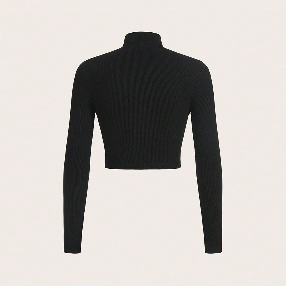 Elegant Crop-Top med høj hals og unikt udskæring