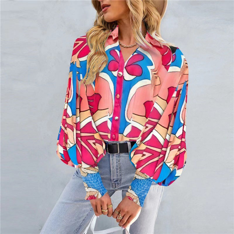 Feminin blus med voluminösa ärmar och unik design