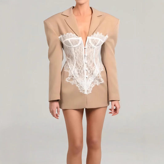 Elegant Damblazer med Spetsdetaljer