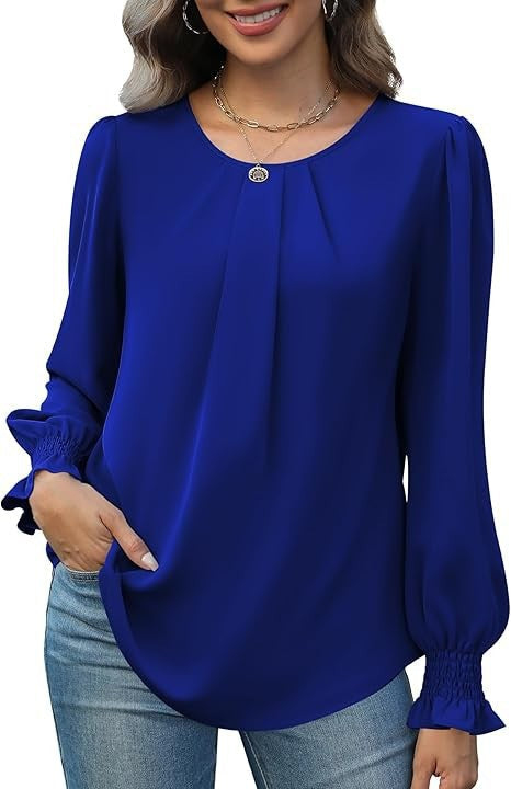 Denim Chic Bluse med Puffærmer
