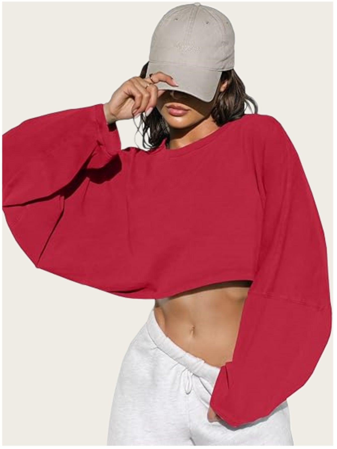 Moderne cropped Sweatshirt med voluminøse ærmer