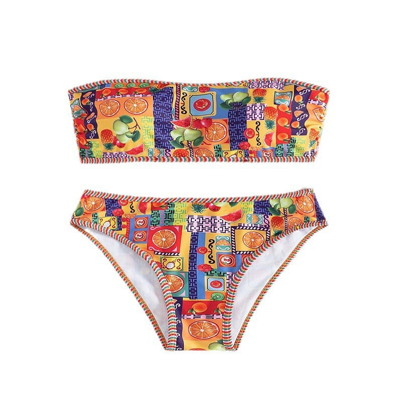 Fruktig Bandeau-Bikini för Sommaren