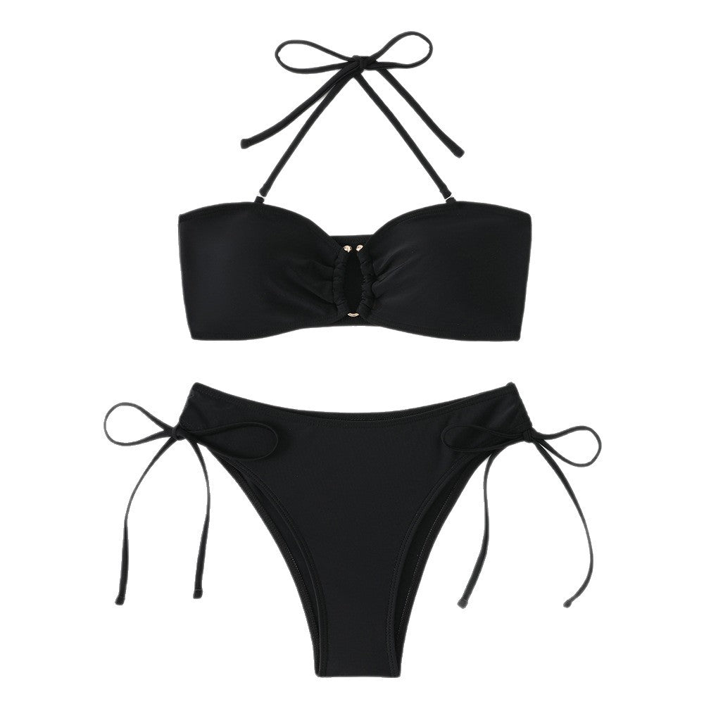 Feminint Bandeau-Bikini-set med justerbara axelremmar