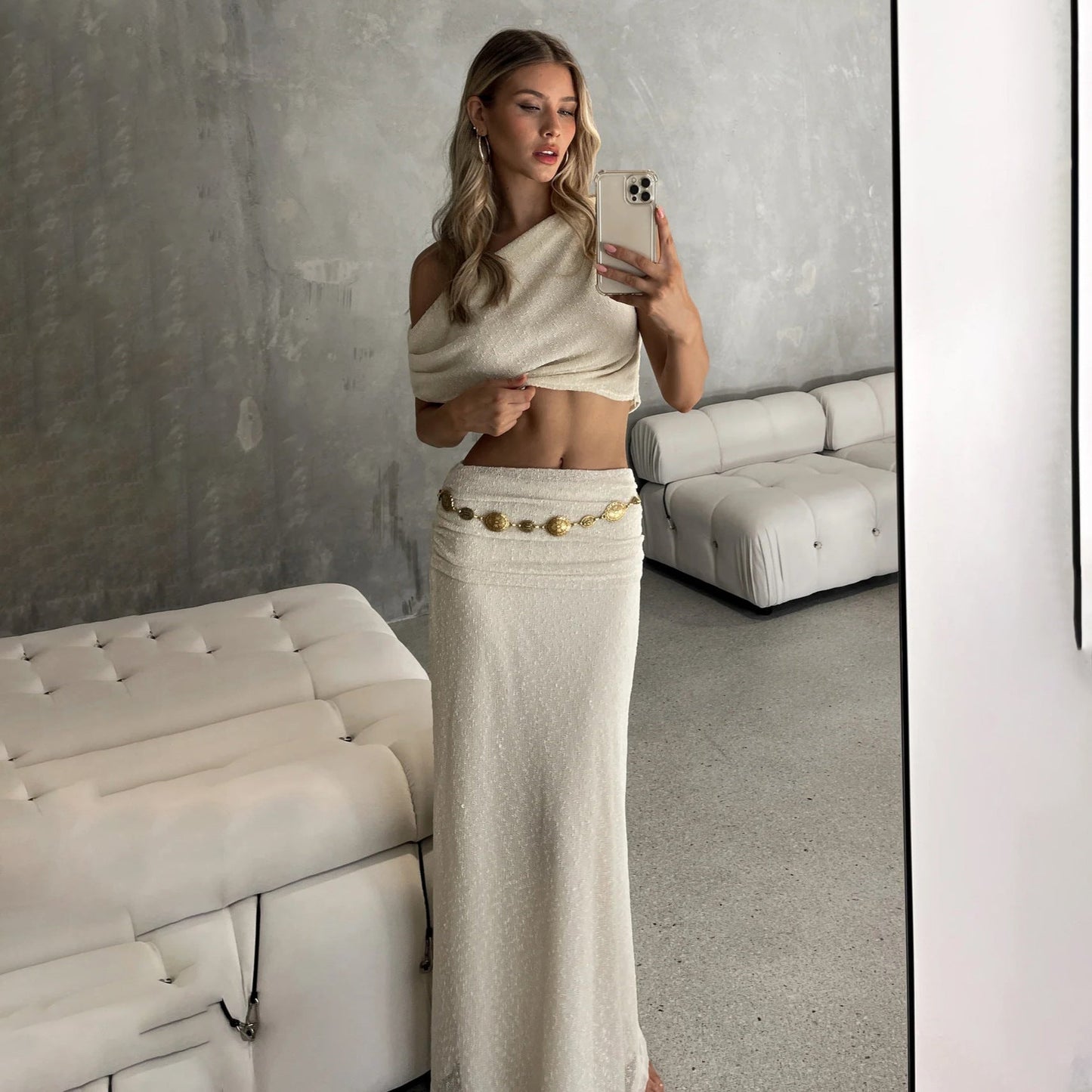 Elegant Sæt med Crop-Top og Maxiskørt fra LystMode