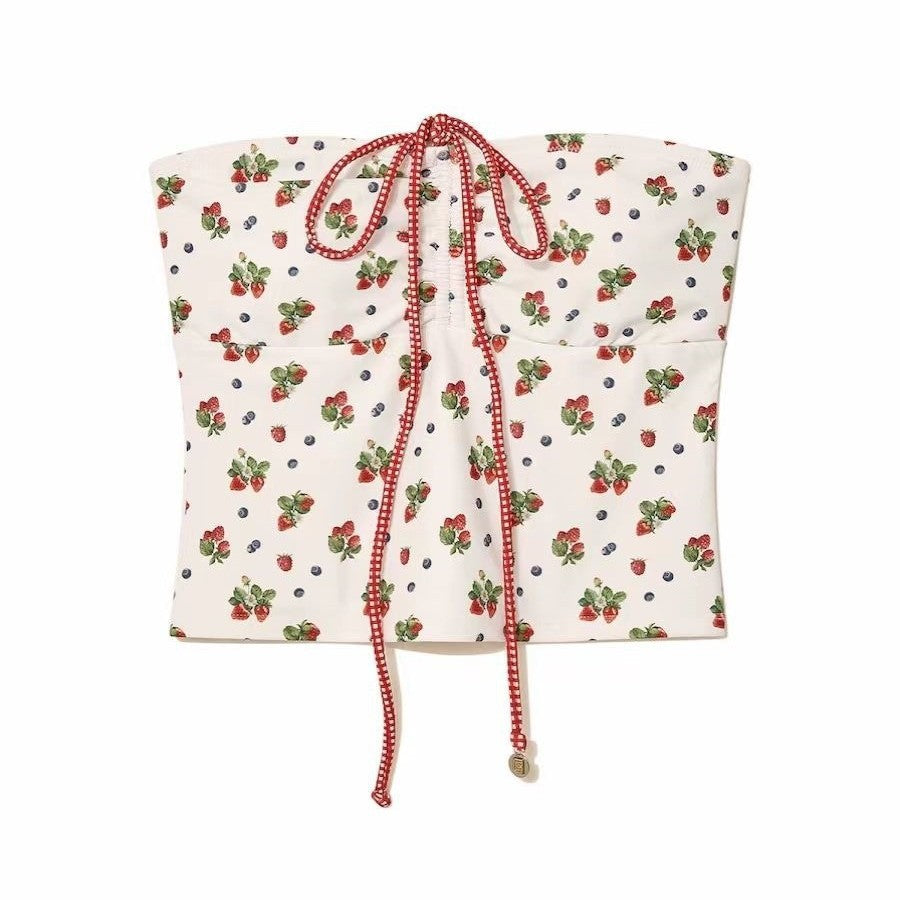 Snygg Bandeau-Bikini med Lekfulla Detaljer