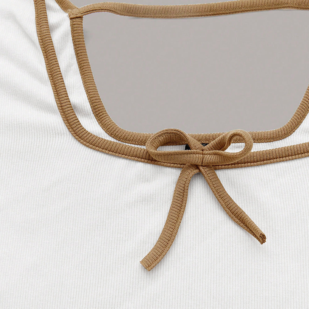 Chic cropped langærmet top med trendy firkantet udskæring
