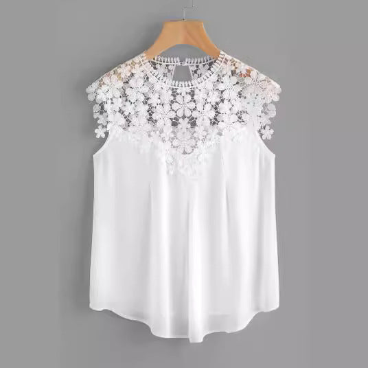 Feminine Bluse med Blomsterbroderi og Let Silhuet