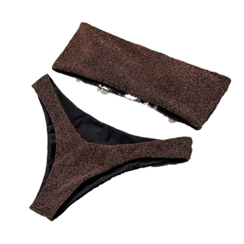 Strålande Bandeau-Bikini för Kvinnor med Glänsande Topp