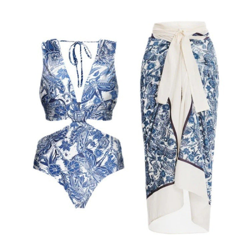 Snyggt Badset med Finstämd Sarong och Blommönster