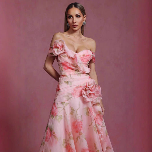 Feminin Maxiklänning med Blomstertryck från LuneStil