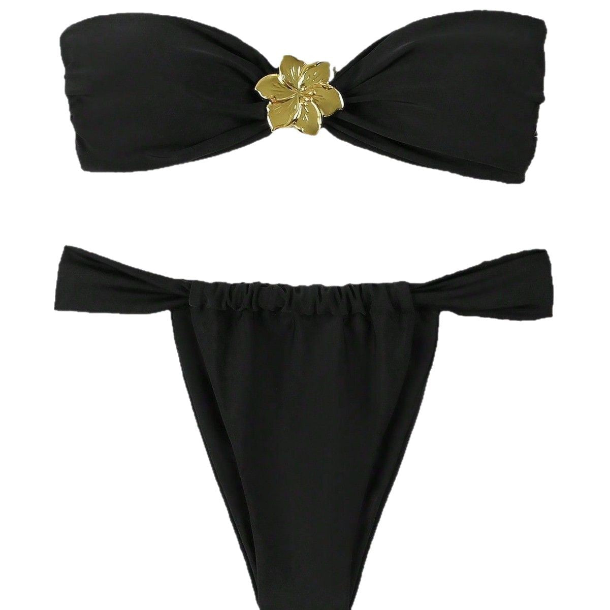 Elegant Bandeau-Bikini med Lyxig Guldspänne