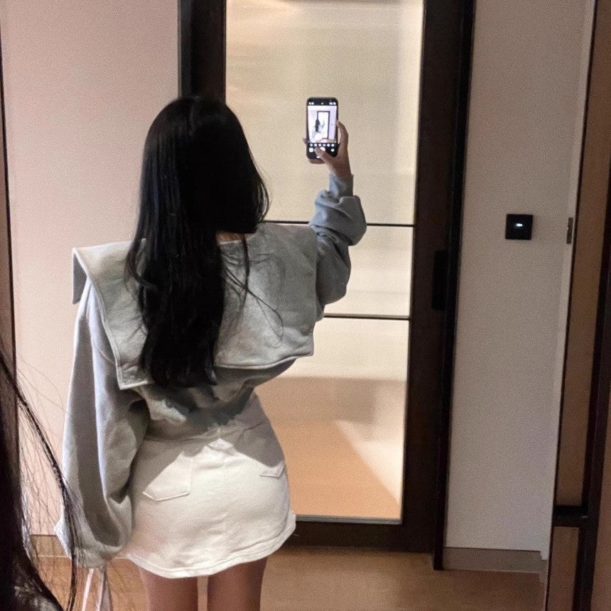 Chic cropped sweatshirt jakke med overdådige ærmer