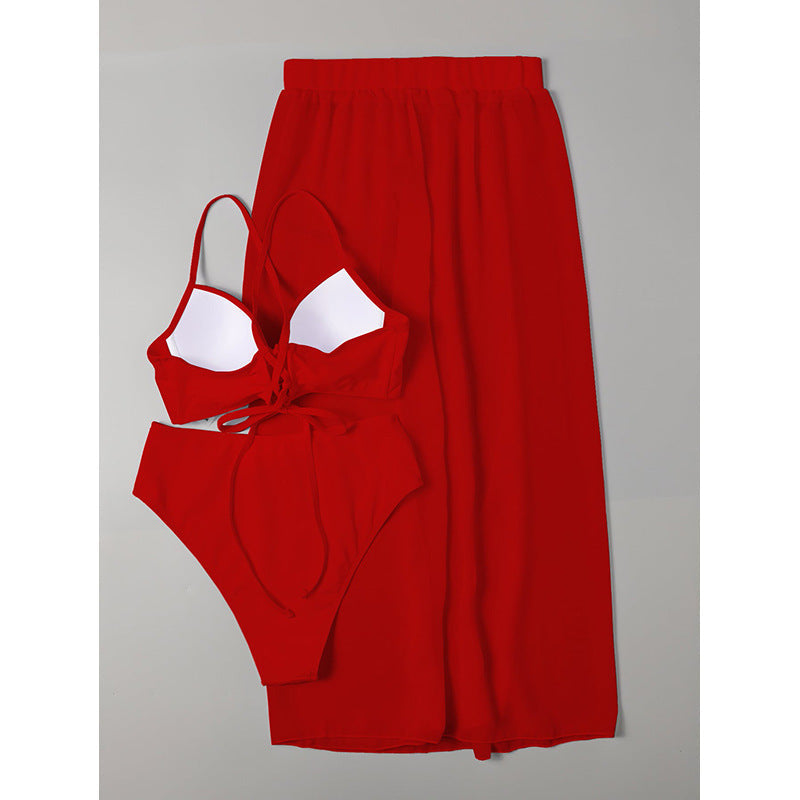 Feminint Bikiniset med Chic Bandeau och Högmidjad Underdel