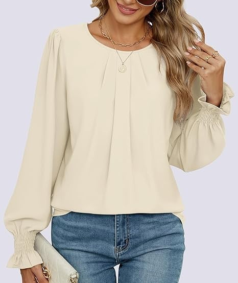 Denim Chic Bluse med Puffærmer