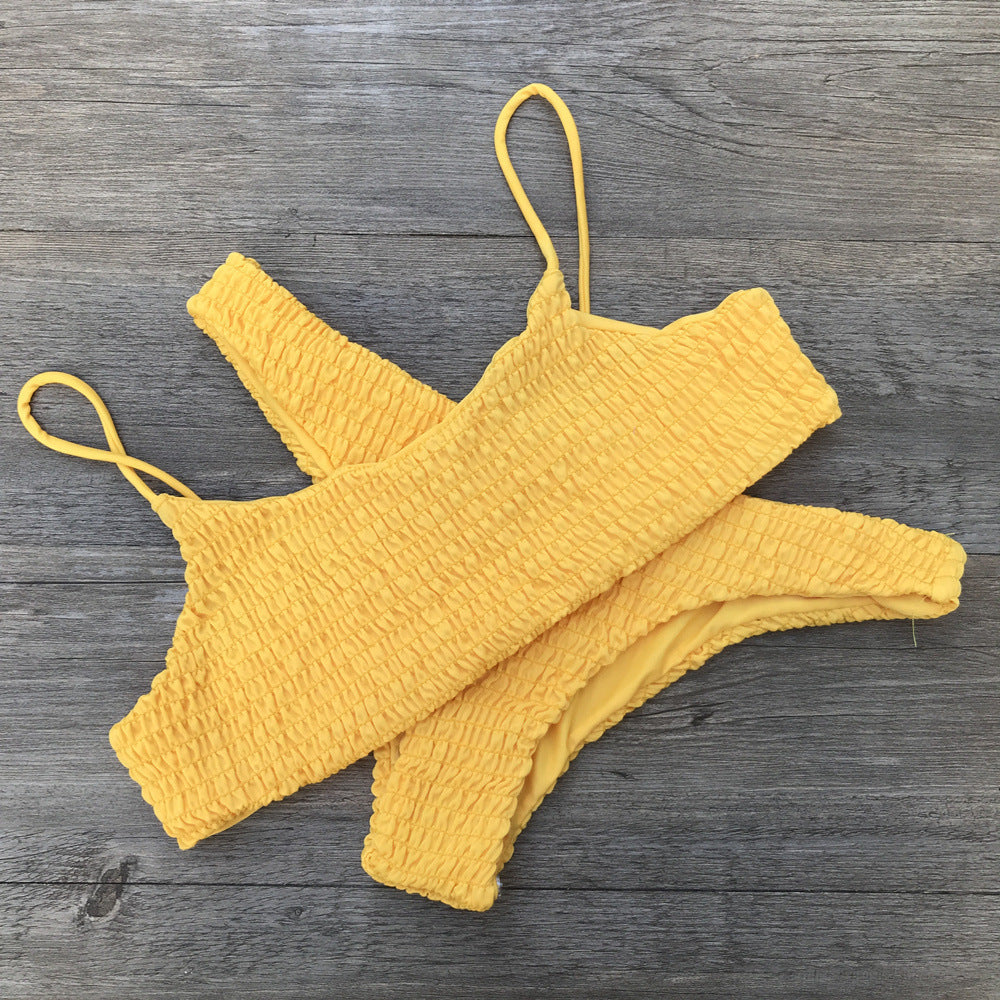 Bikini-set för kvinnor med rynkat mönster