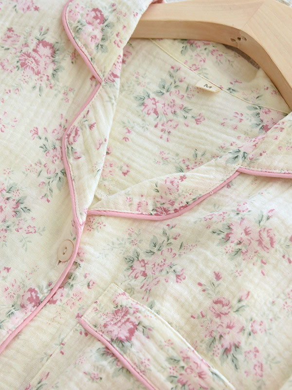Elegant Dame Pyjamasæt med Blomsterprint og Komfort