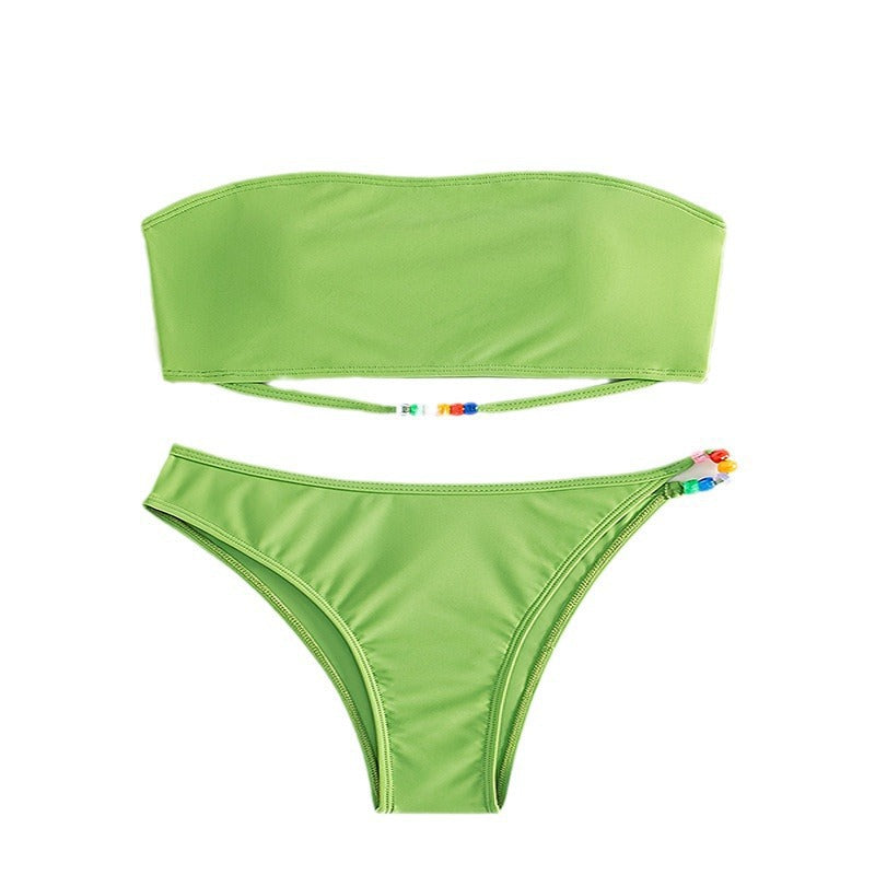 Elegant Bandeau-Bikini med Lekfulla Detaljer