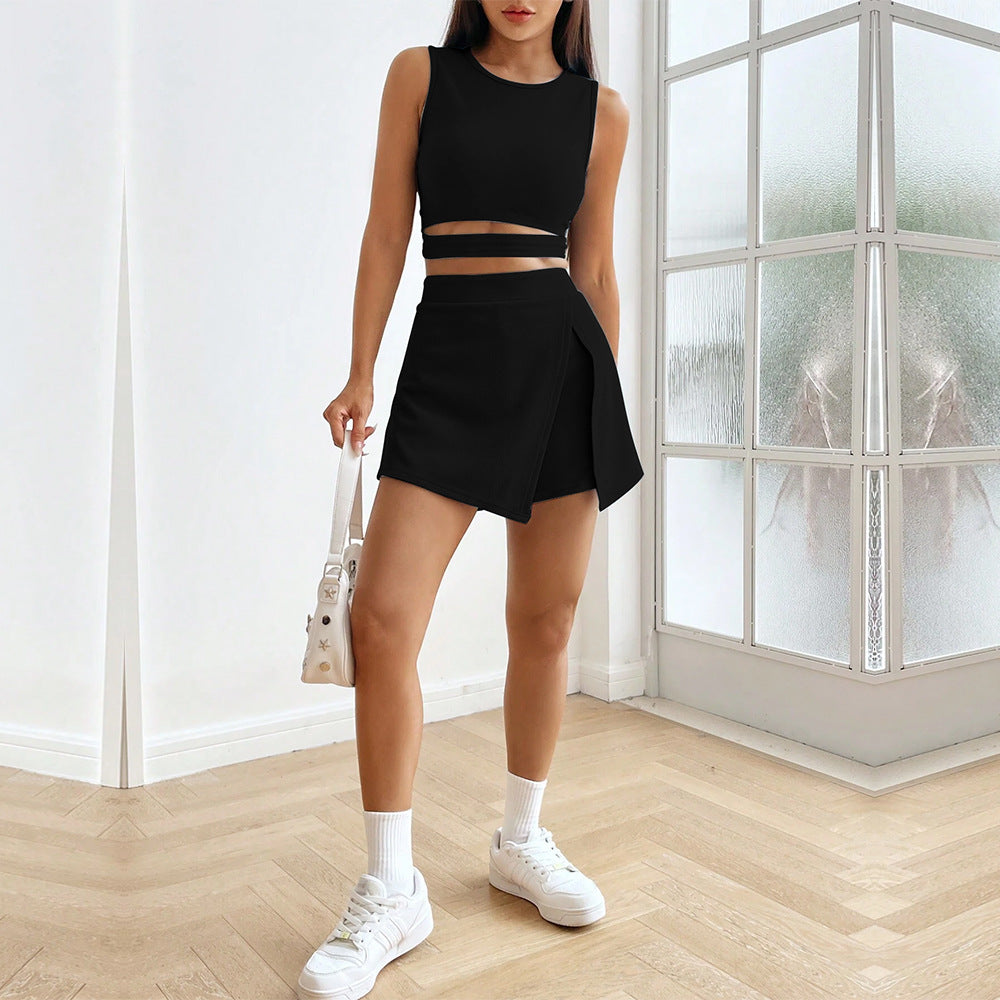 Sublimt Crop-Top og Nederdel Sæt til Modebevidste Kvinder