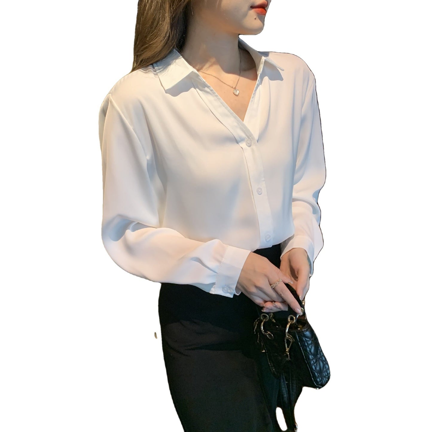 Sofistikeret Bluse med Delikat Krave og Smart Lukkefunktion