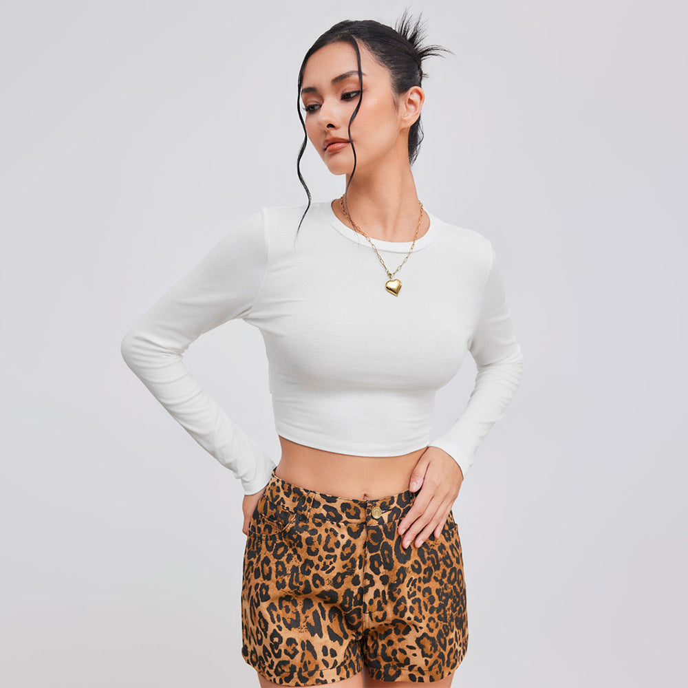 Moderne cropped Langærmet T-shirt med elegant detalje