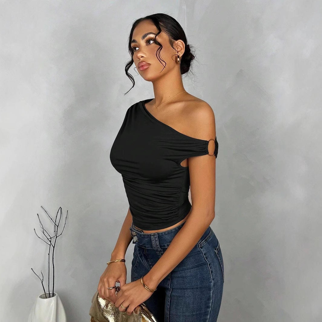 Asymmetrisk Crop-Top med Elegant Vågdesign