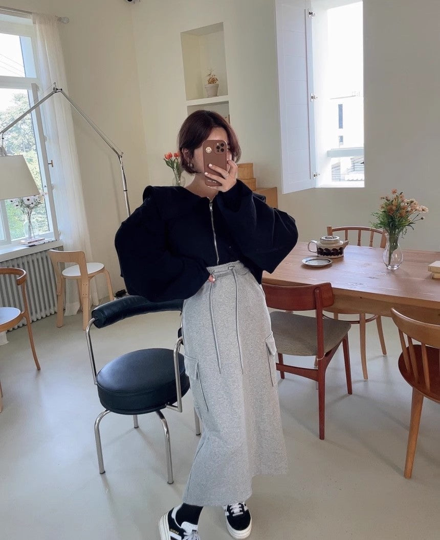 Chic cropped sweatshirt jakke med overdådige ærmer