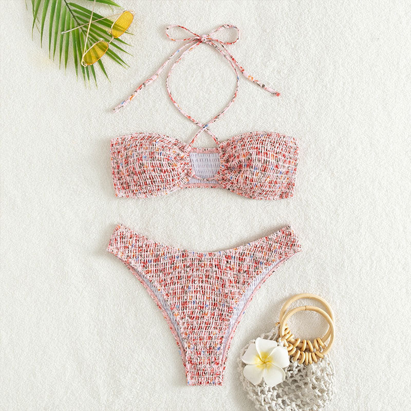 Stilren Bandeau-Bikini med Chic Wickeldesign och Justerbara Snören