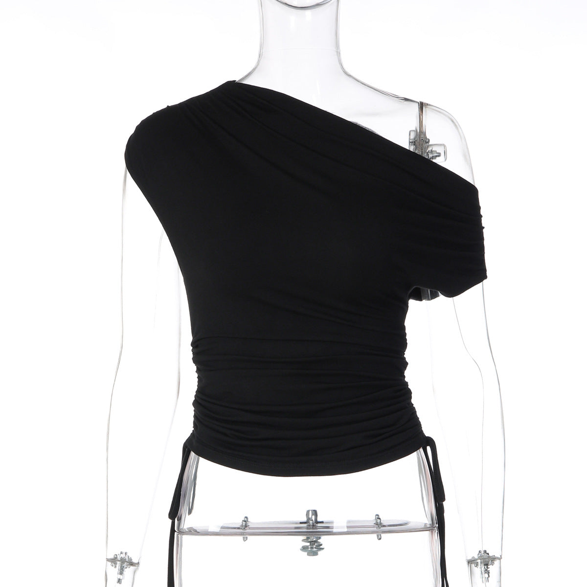 Asymmetrisk Blus med Rynkdetalj och Figursydd Passform