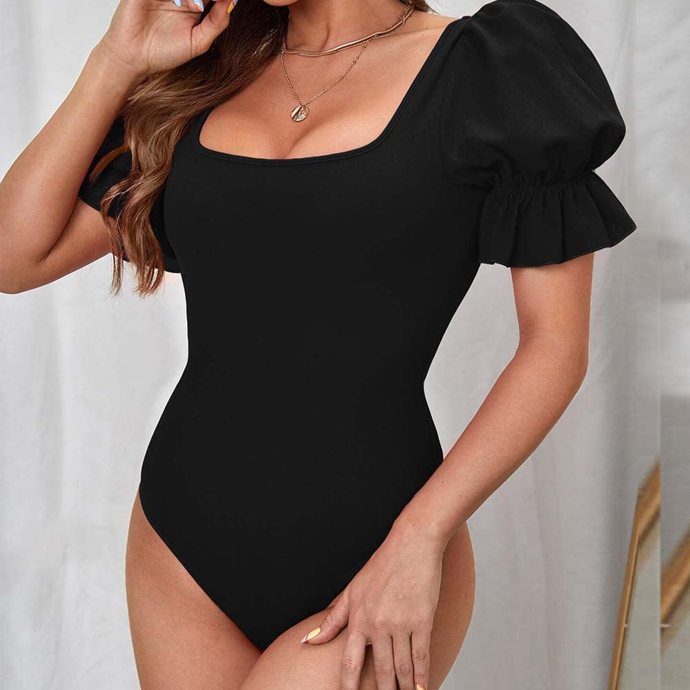 Elegant Body med Puffærmer og Sofistikeret Udsnit