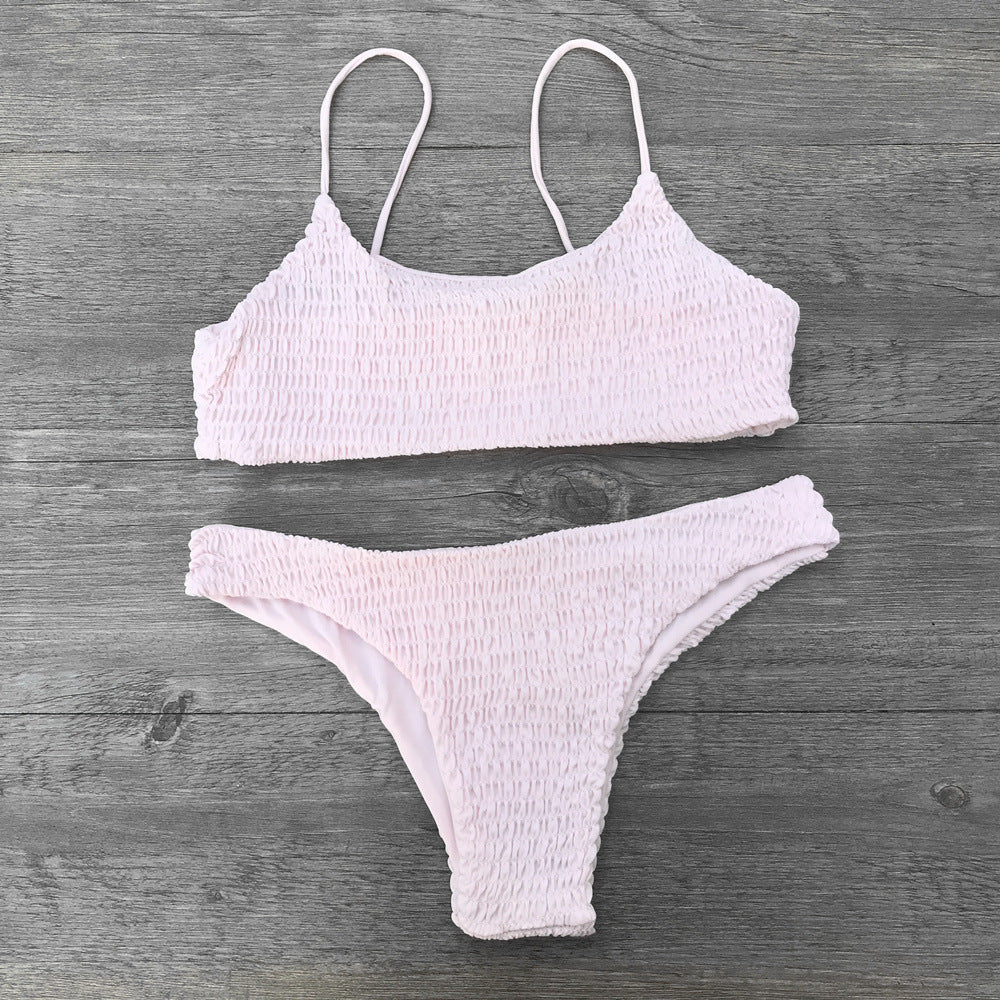 Bikini-set för kvinnor med rynkat mönster