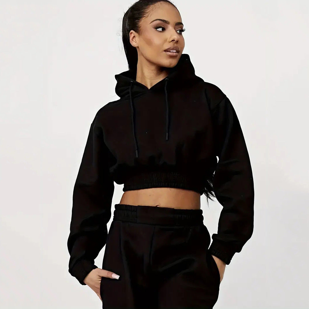 Moderne cropped Sweat-set til kvinder med justerbar talje