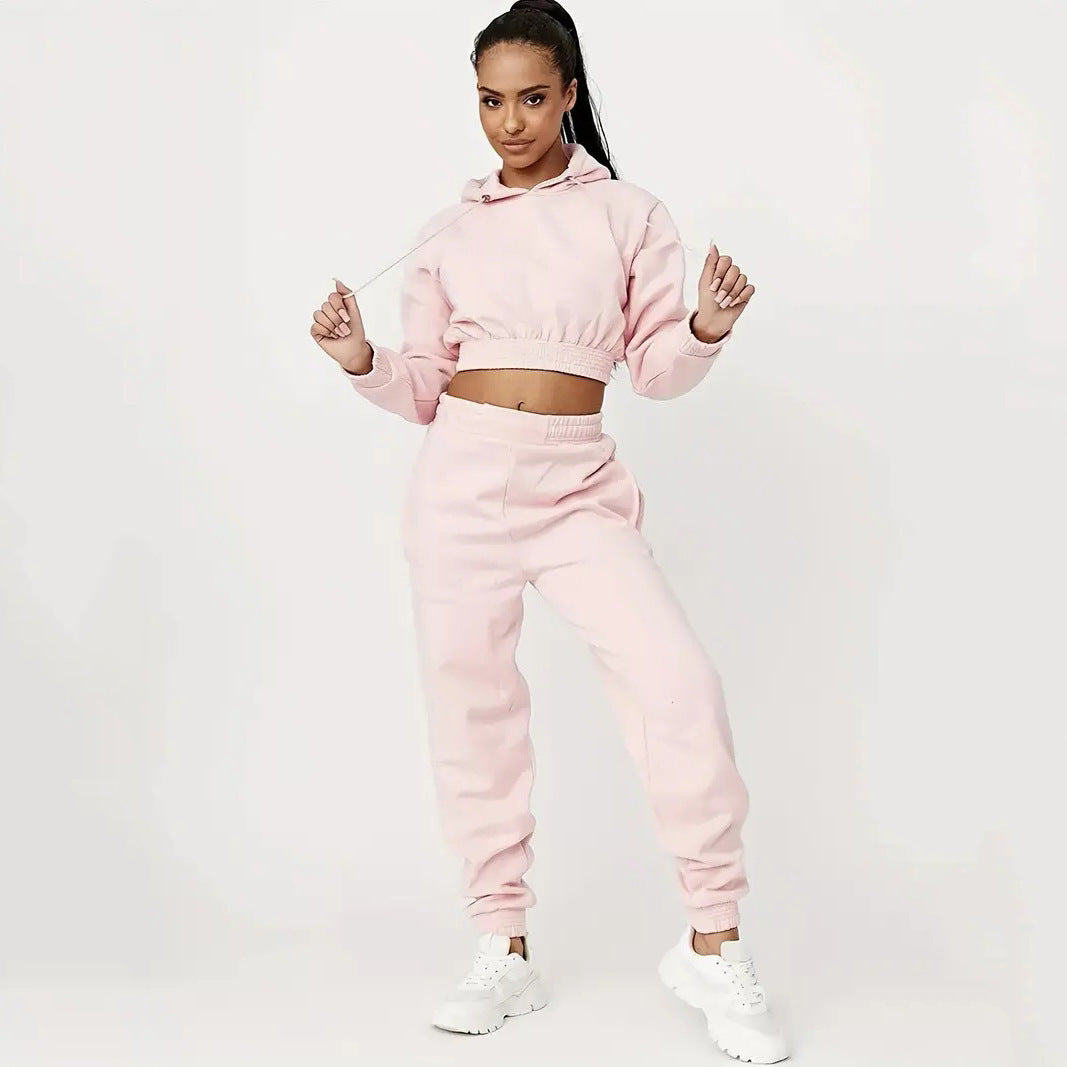 Moderne cropped Sweat-set til kvinder med justerbar talje
