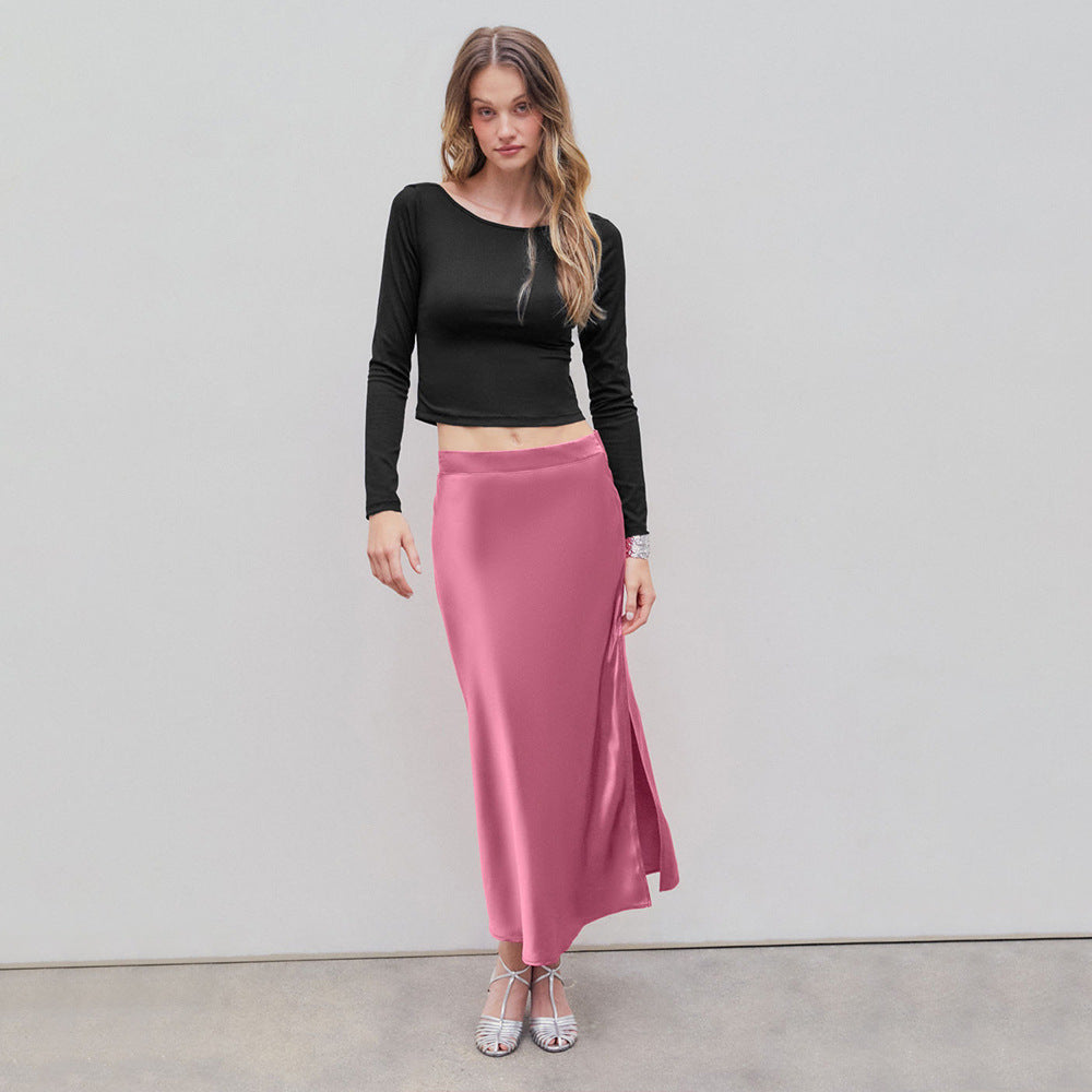 Elegant Crop-Top med Lange Ærmer og Rund Halsudskæring