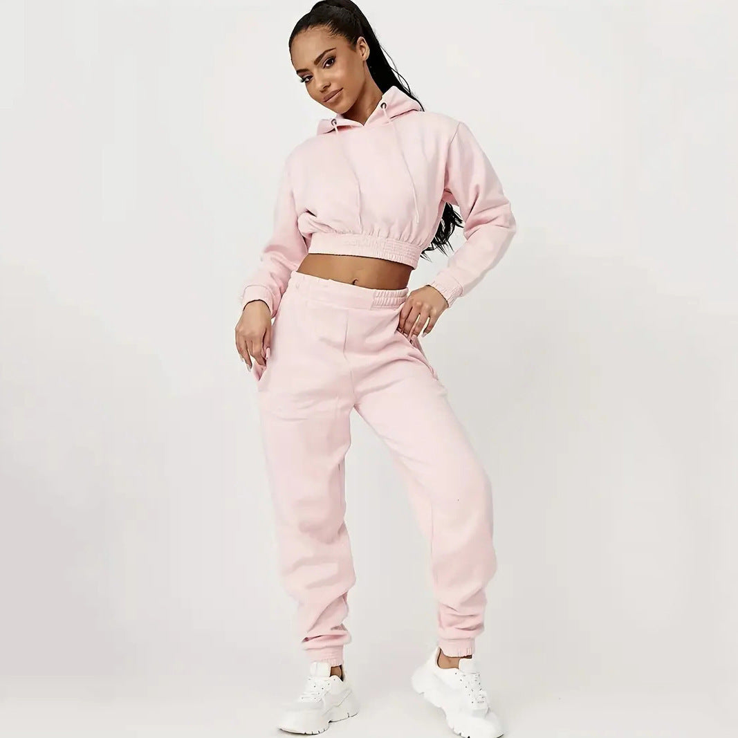 Moderne cropped Sweat-set til kvinder med justerbar talje