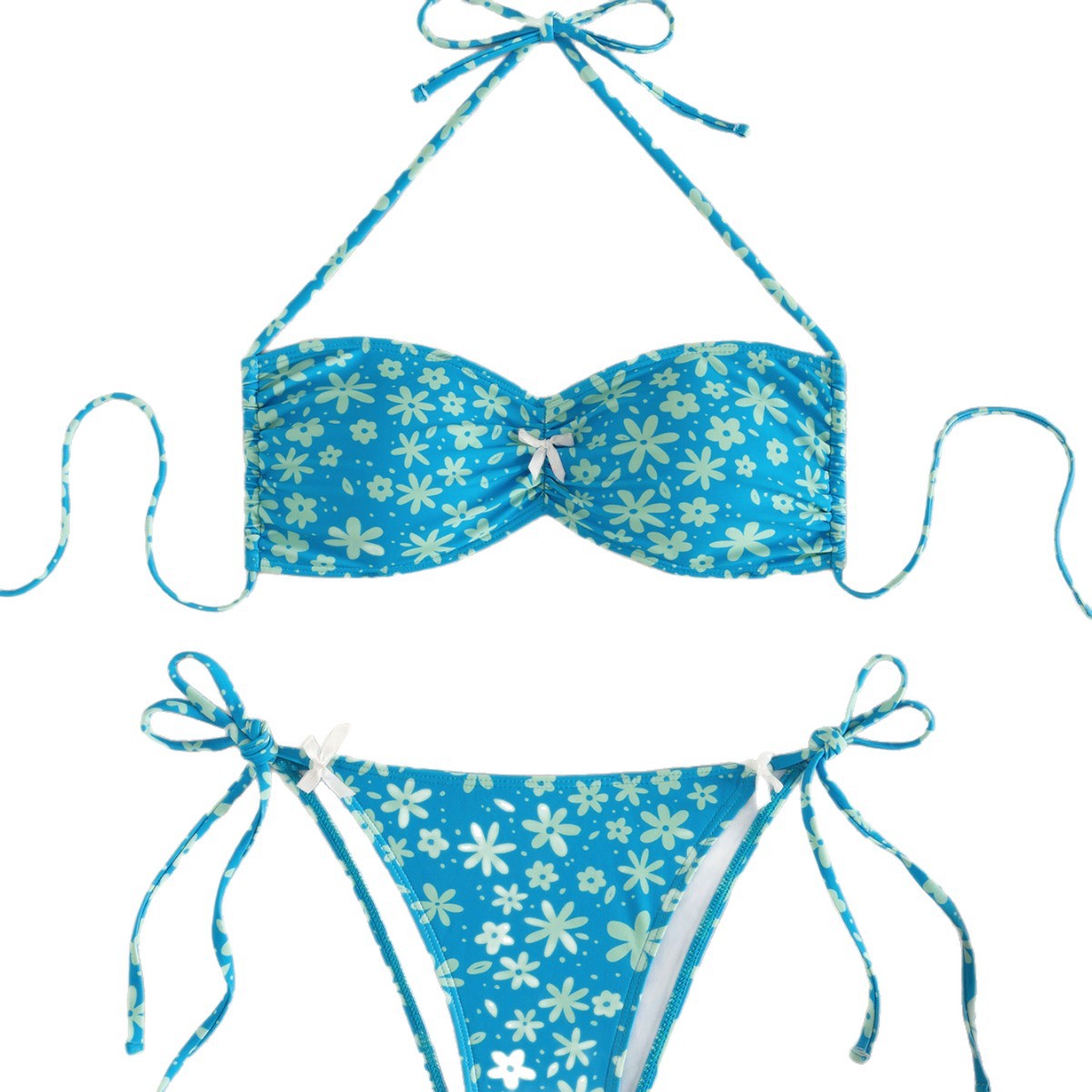 Blomstrande Bandeau-Bikini för Stilsäkra Kvinna
