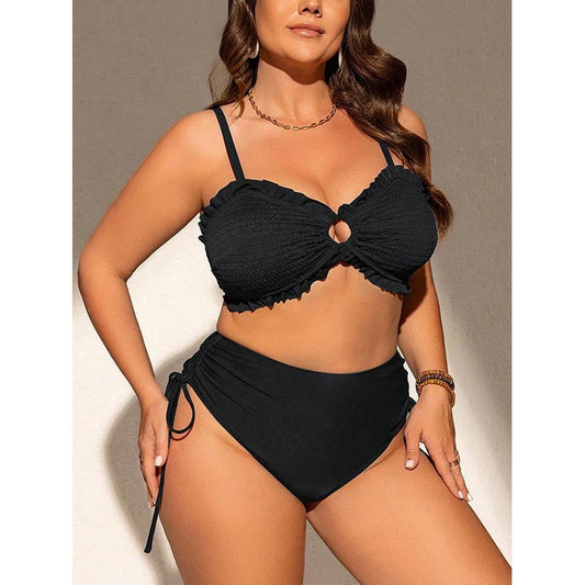 Stilren Bandeau-Bikini med Rynkdetaljer för Kvinna