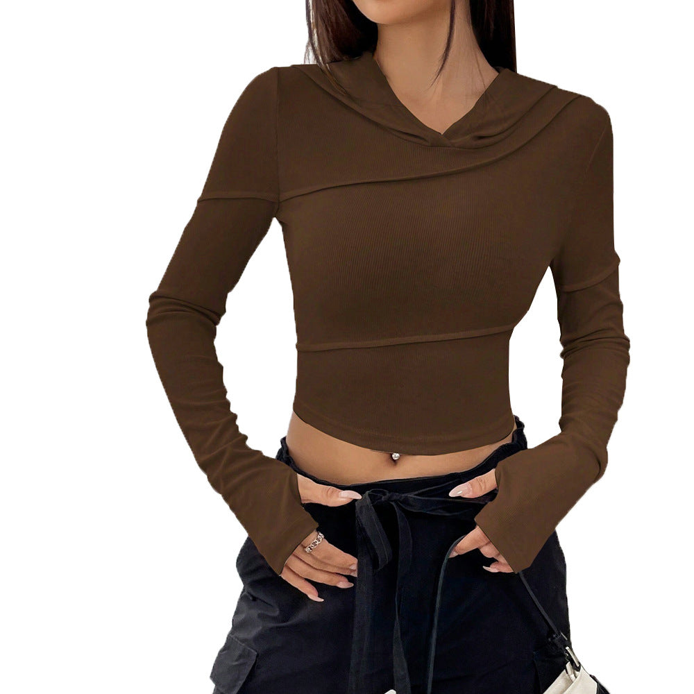 Moderne Crop-Top med stilfuld hætte og lange ærmer